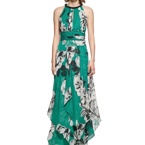 Calvin Klein metallic embroidered Floral print maxi dress - Picture 8 of 9